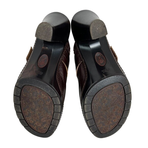 Sofft Platform Mules Clogs w Buckle Size 8.5 Dark Brown Raisin Leather Y2K - Picture 8 of 14